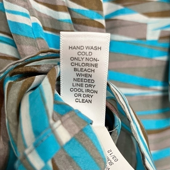 Banana Republic Silk Ruffle Front Tank Top Teal‎ Brown Grey Women’s Size 2 - Picture 9 of 9